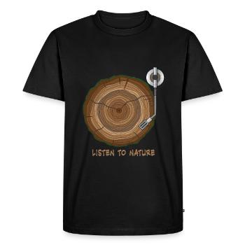 Musique Vinyle Nature Arbre Platine Cadeau - T-shirt Premium bio Homme - noir - Devant - Nico (187cm)