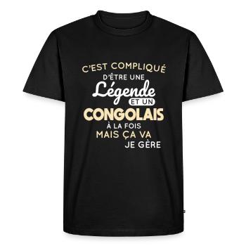 Compliqué d'être une légende et un Congolais - T-shirt Premium bio Homme - noir - Devant - Nico (187cm)
