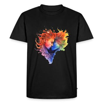 Fierté Amour Femmes Baiser - T-shirt Premium bio Homme - noir - Devant - Nico (187cm)