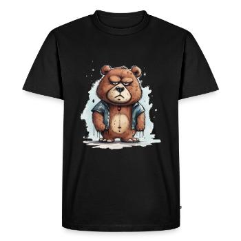 Grumpy Teddy - Men's Premium Organic T-Shirt - black - Front - Nico (187cm)