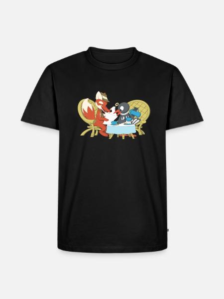 Fuchs und Elster beim Kaffeeklatsch - Männer Premium Bio T-Shirt - Schwarz