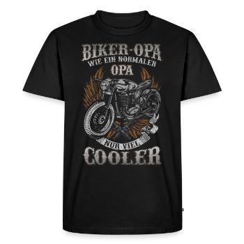Biker Opa Motorrad Youngtimer Hobby Geschenk - Männer Premium Bio T-Shirt - Schwarz - Vorne - Nico (187cm)