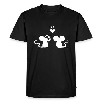 Souris amoureux / amoureux / amour de couple de souris - T-shirt Premium bio Homme - noir - Devant - Nico (187cm)