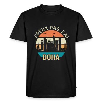 Doha. Je peux pas j'ai Doha qatar - T-shirt Premium bio Homme - noir - Devant - Nico (187cm)