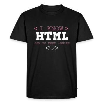 HTML Editor Hypertext Markup Language Web Document - T-shirt Premium bio Homme - noir - Devant - Nico (187cm)