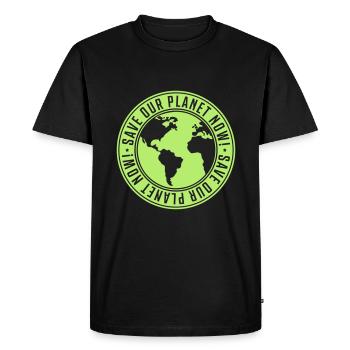 sauver notre planète maintenant - T-shirt Premium bio Homme - noir - Devant - Nico (187cm)