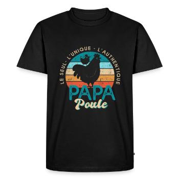 papa poule cadeau fête des pères - T-shirt Premium bio Homme - noir - Devant - Nico (187cm)