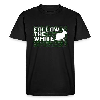 Suivez le lapin blanc! - T-shirt Premium bio Homme - noir - Devant - Nico (187cm)