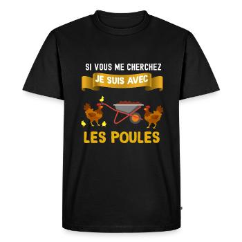 Poule. Idée cadeau jardin poule citation famille - T-shirt Premium bio Homme - noir - Devant - Nico (187cm)