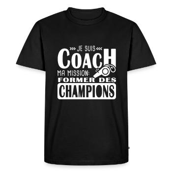 coach je suis coach former des champions - T-shirt Premium bio Homme - noir - Devant - Nico (187cm)