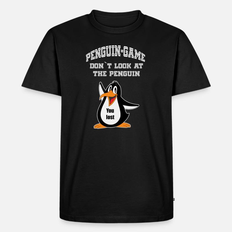 Pinguin-Game - Männer Premium Bio T-Shirt - Schwarz