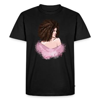 Jeune femme jolie et sentiment d’été - T-shirt Premium bio Homme - noir - Devant - Nico (187cm)