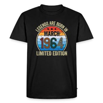 Les légendes sont nées en mars 1964 Édition limitée - T-shirt Premium bio Homme - noir - Devant - Nico (187cm)