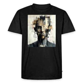 Tête abstraite aux formes géométriques - T-shirt Premium bio Homme - noir - Devant - Nico (187cm)