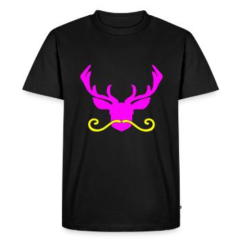 Deer in pink with yellow beard - Men's Premium Organic T-Shirt - black - Front - Nico (187cm)