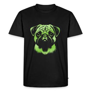 Carlin, Tête De Chien, Dessin Vert - T-shirt Premium bio Homme - noir - Devant - Nico (187cm)