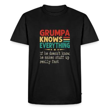 Grumpa Knows Everything Christmas Father s Day - Men's Premium Organic T-Shirt - black - Front - Nico (187cm)
