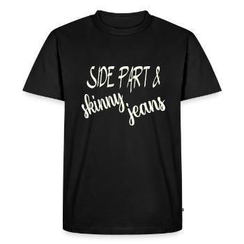 Side Part skinny jeans - Men's Premium Organic T-Shirt - black - Front - Nico (187cm)