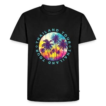 Visite de la Thaïlande Palmiers - T-shirt Premium bio Homme - noir - Devant - Nico (187cm)