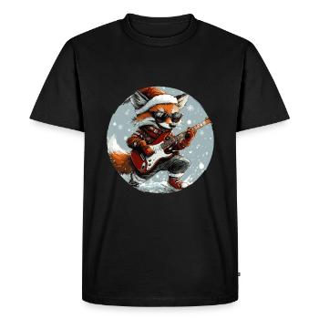 Fox Christmas Rocker Guitar - Men's Premium Organic T-Shirt - black - Front - Nico (187cm)