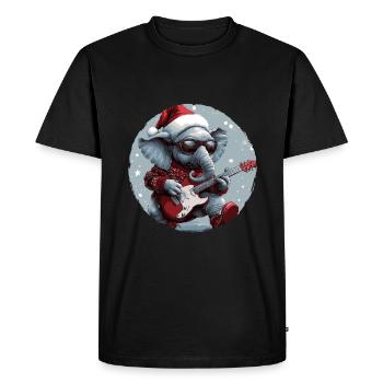 Guitare Rocker de Noël Elephant - T-shirt Premium bio Homme - noir - Devant - Nico (187cm)