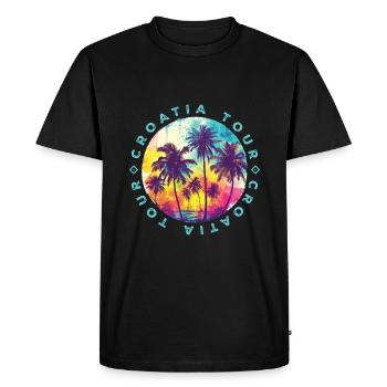 Visite de la Croatie Palmiers - T-shirt Premium bio Homme - noir - Devant - Nico (187cm)