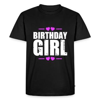 fille d’anniversaire disant - T-shirt Premium bio Homme - noir - Devant - Nico (187cm)