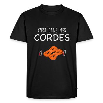 Escalade c'est dans mes cordes humour montagne - T-shirt Premium bio Homme - noir - Devant - Nico (187cm)