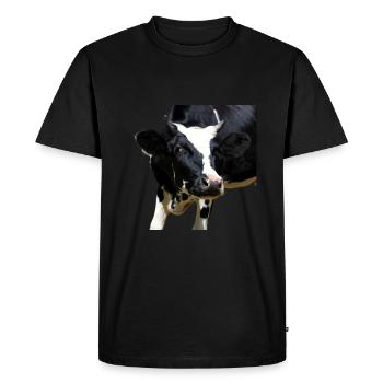 Drôle d’agriculteurs de têtes de vache de vache - T-shirt Premium bio Homme - noir - Devant - Nico (187cm)