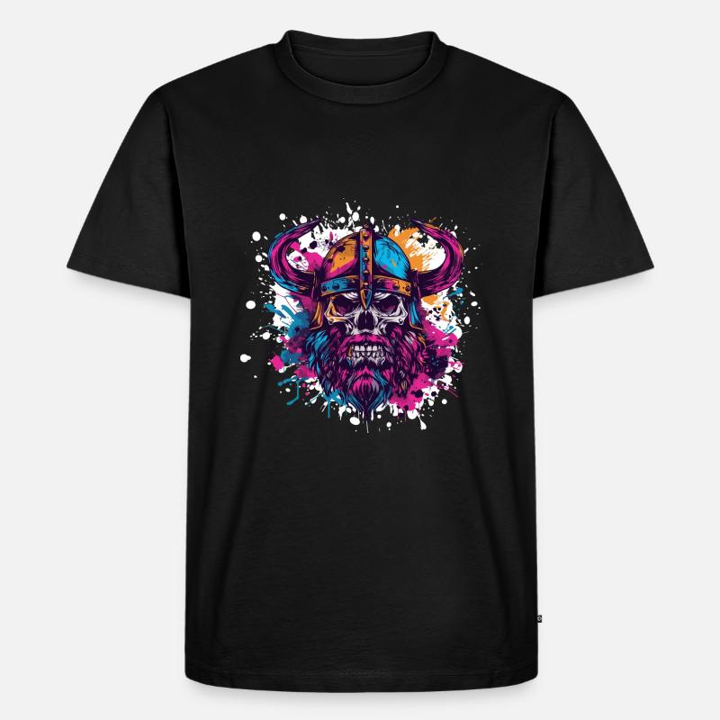 Wikinger Skelett - Männer Premium Bio T-Shirt - Schwarz