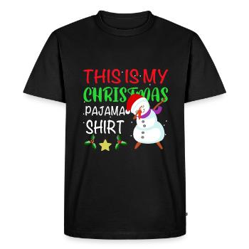 Merry Christmas Snowman Dabbing - Men's Premium Organic T-Shirt - black - Front - Nico (187cm)