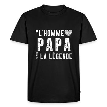 La légende Papa - T-shirt Premium bio Homme - noir - Devant - Nico (187cm)