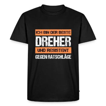 Retourneur résistant - T-shirt Premium bio Homme - noir - Devant - Nico (187cm)