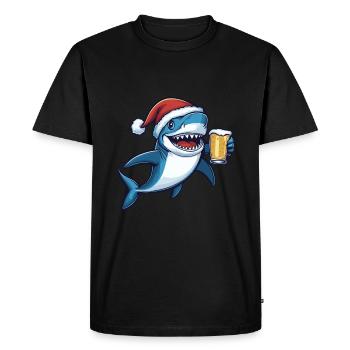 Shark Christmas Beer Funny - Men's Premium Organic T-Shirt - black - Front - Nico (187cm)