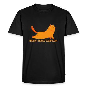 Cool Urdhva Mukha Svanasana Yoga Pose Love CatYoga - Men's Premium Organic T-Shirt - black - Front - Nico (187cm)