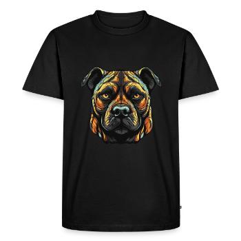 Staffordshire Bull Terrier Dog Head - Men's Premium Organic T-Shirt - black - Front - Nico (187cm)