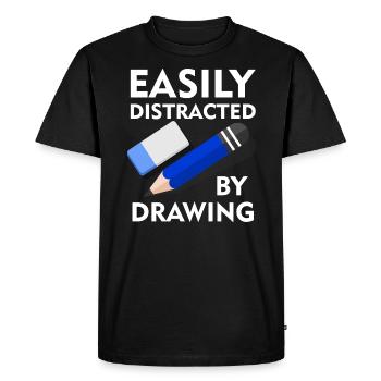Distrait par le dessin Funny Hobby Illustrator - T-shirt Premium bio Homme - noir - Devant - Nico (187cm)