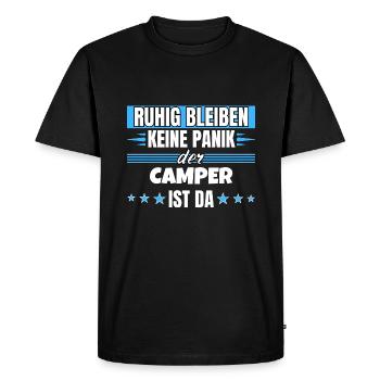Restez calme, je suis un campeur - T-shirt Premium bio Homme - noir - Devant - Nico (187cm)