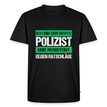 Policier résistant - T-shirt Premium bio Homme - noir - Devant - Nico (187cm)