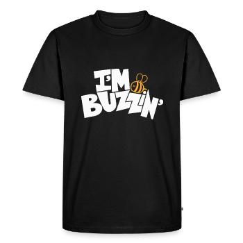 Cool I'm Buzzin Bee design for men, women and kids - Men's Premium Organic T-Shirt - black - Front - Nico (187cm)