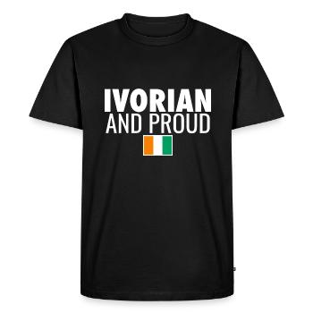 Drapeau ivoirien et fier de la Côte d’Ivoire - T-shirt Premium bio Homme - noir - Devant - Nico (187cm)