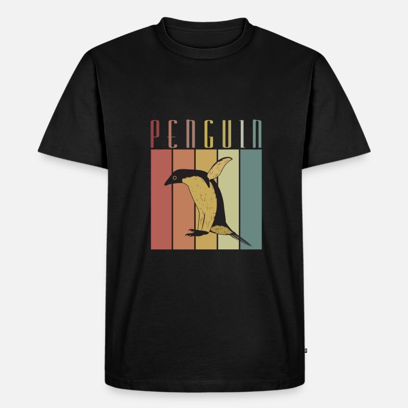 Pinguin Oldshool Geschenk Idee - Männer Premium Bio T-Shirt - Schwarz