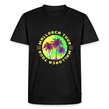 Vacances à Majorque avec les palmiers - T-shirt Premium bio Homme - noir - Devant - Nico (187cm)