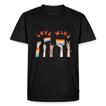 Love wins | merch pride - T-shirt Premium bio Homme - noir - Devant - Nico (187cm)