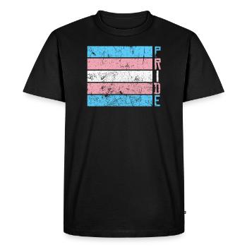 Gay Pride LGBT Transgender Distressed Stripe - T-shirt Premium bio Homme - noir - Devant - Nico (187cm)