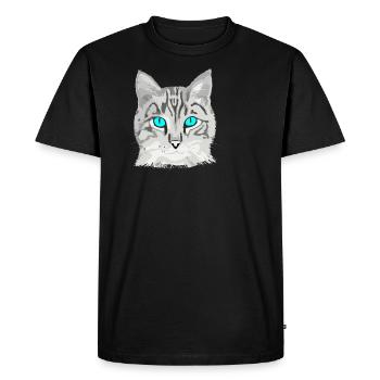 Chat dessiné - T-shirt Premium bio Homme - noir - Devant - Nico (187cm)