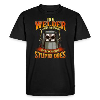 Funny Welder Construction Worker Meme Saying - Men's Premium Organic T-Shirt - black - Front - Nico (187cm)