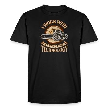 Funny Lumberjack - Arborist - Woodwork Meme - - Men's Premium Organic T-Shirt - black - Front - Nico (187cm)