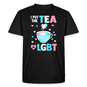 Mettez le thé dans le drapeau LGBT Trans - T-shirt Premium bio Homme - noir - Devant - Nico (187cm)