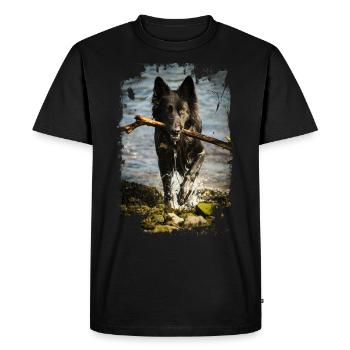 Black German Shepherd Photo - Men's Premium Organic T-Shirt - black - Front - Nico (187cm)